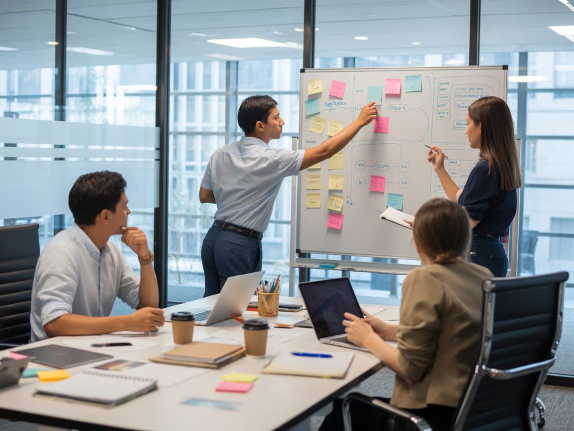 Team engaged in a process improvement workshop