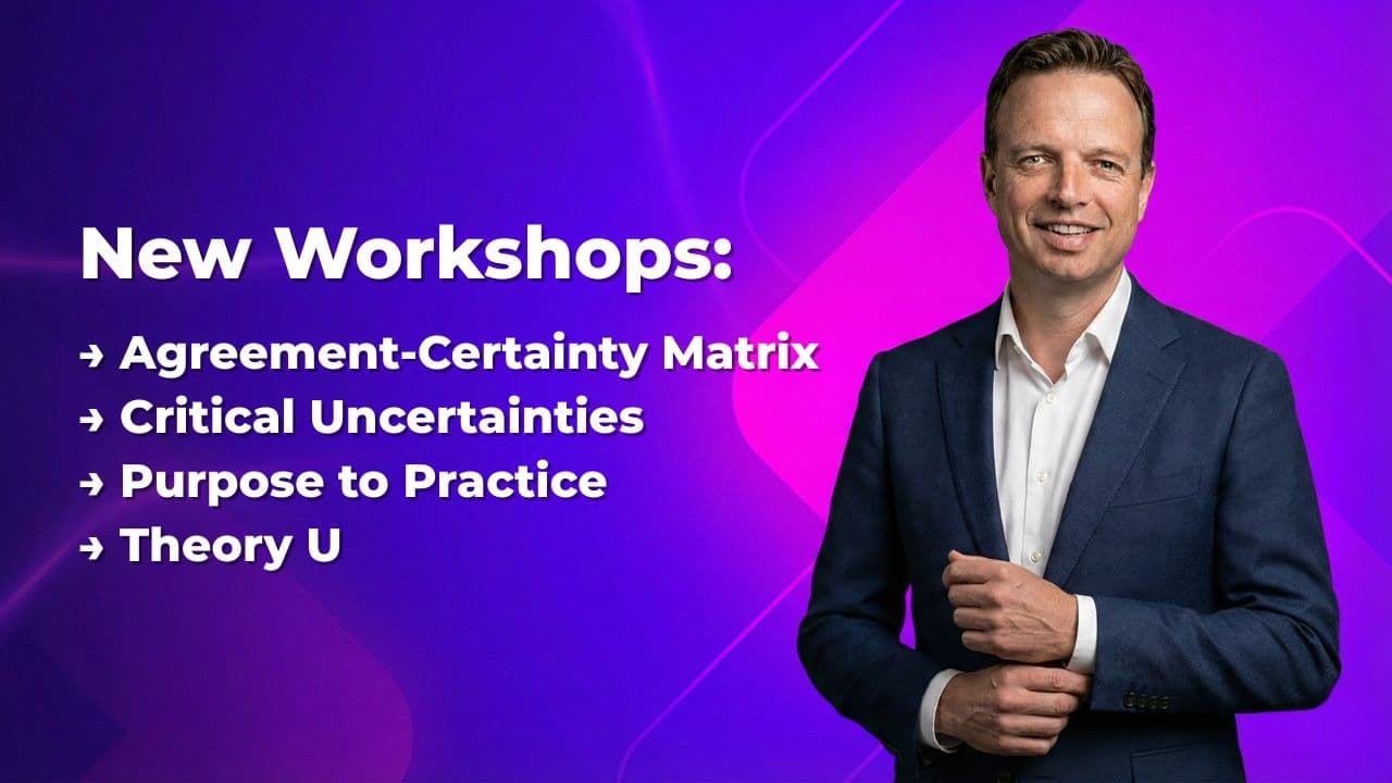 New Workshops: Agreement-Certainty Matrix, Critical Uncertainties, Purpose to Practice, Theory U